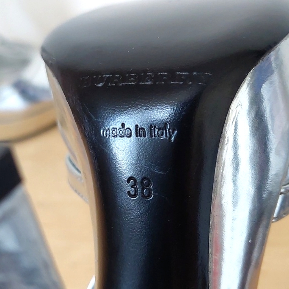 Burberry Silver Leather High Heel Sandals - Picture 14 of 16